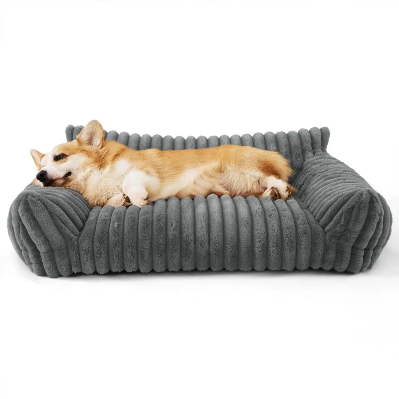 1 Detachable and Washable Dog Bed Pet Sofa Warm Cat Bed All-Season Pet Mattress Fleece-Lined Dog Bed.