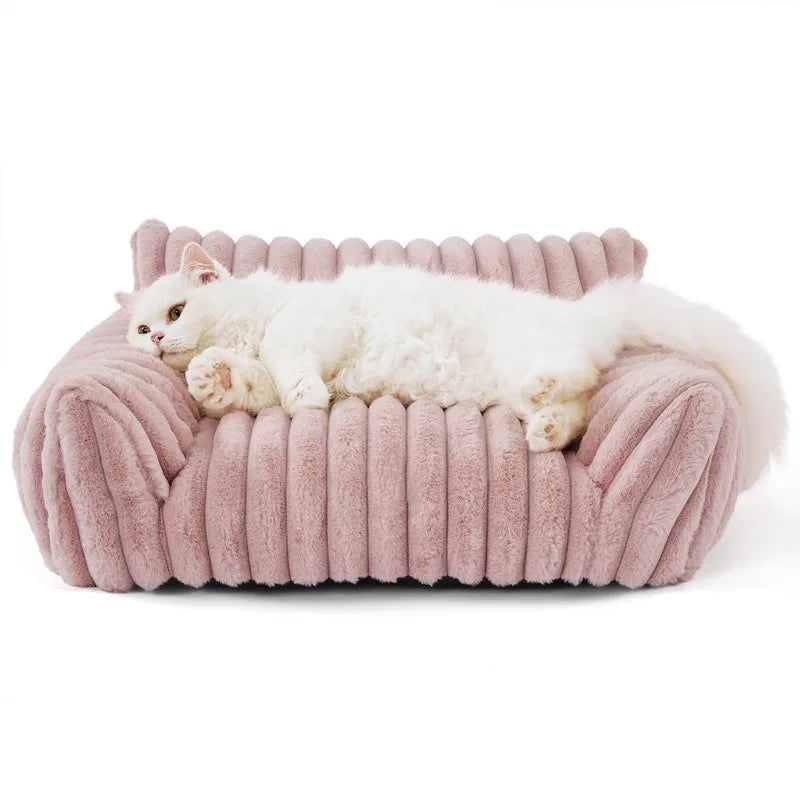 1 Detachable and Washable Dog Bed Pet Sofa Warm Cat Bed All-Season Pet Mattress Fleece-Lined Dog Bed.