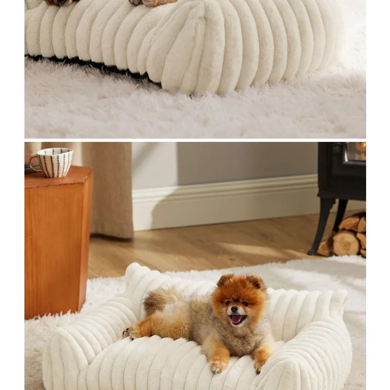1 Detachable and Washable Dog Bed Pet Sofa Warm Cat Bed All-Season Pet Mattress Fleece-Lined Dog Bed.