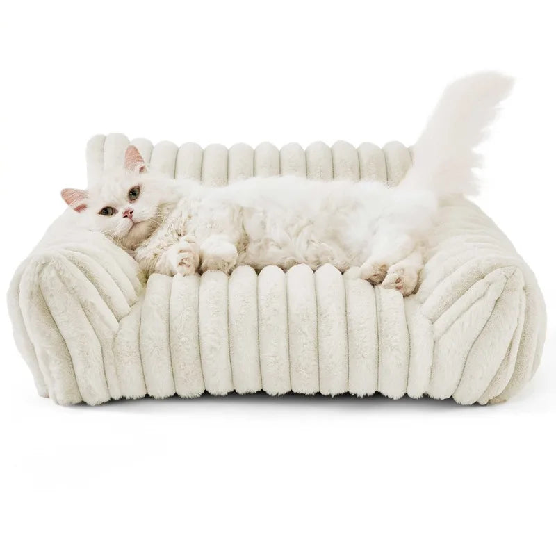 1 Detachable and Washable Dog Bed Pet Sofa Warm Cat Bed All-Season Pet Mattress Fleece-Lined Dog Bed.